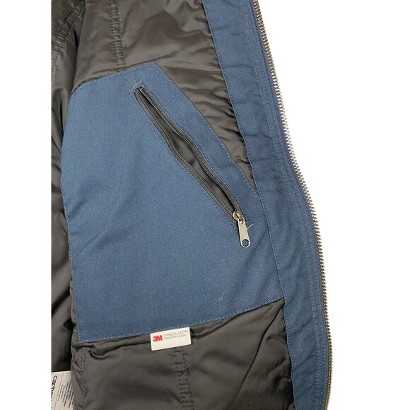 Carhartt Mens Quick Duck Jefferson Traditional Jacket Coat Navy Quilt Lined Sz L - Picture 6 of 16